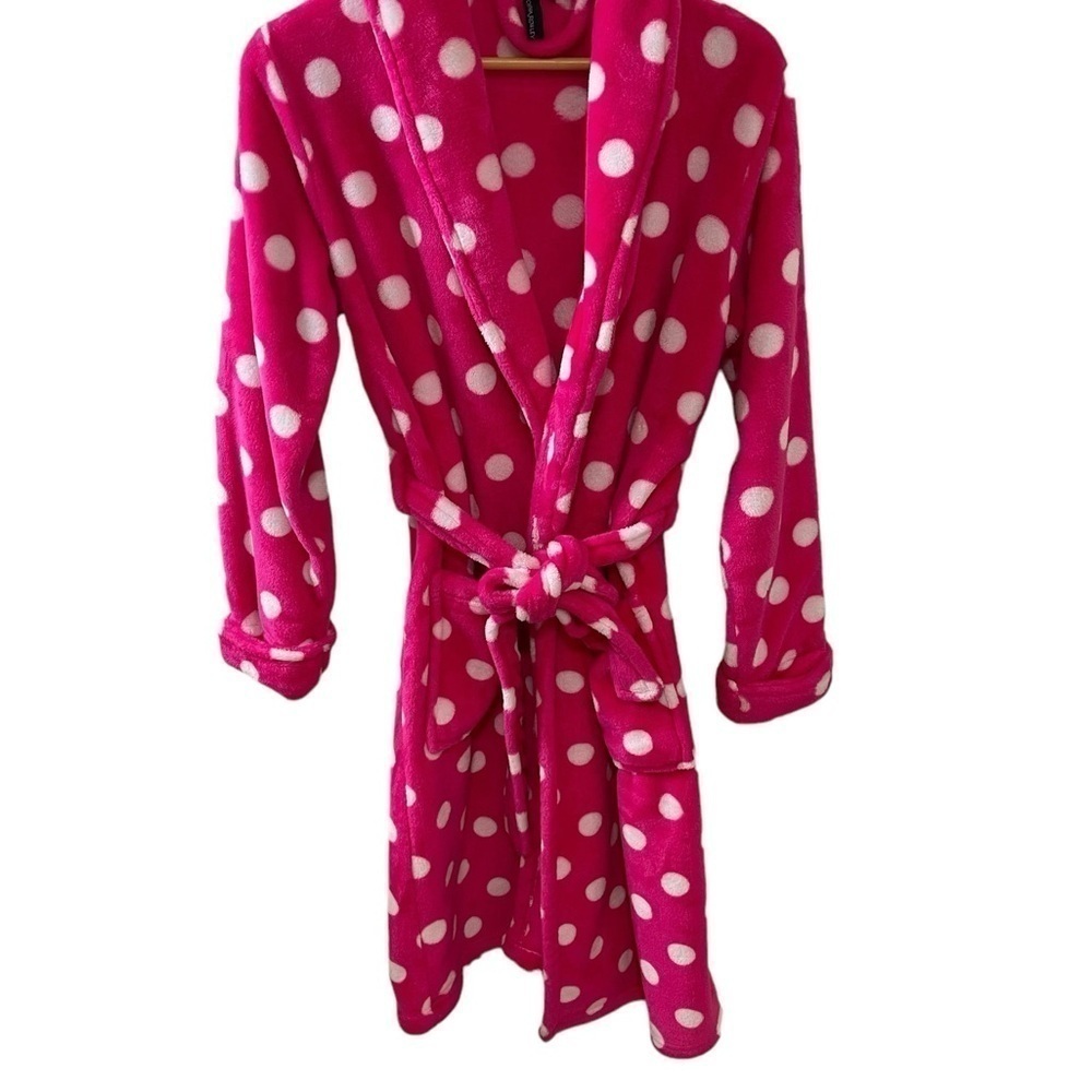 Cynthia Rowley women’s size small 100% Polyester pink polka dot robe with Tie